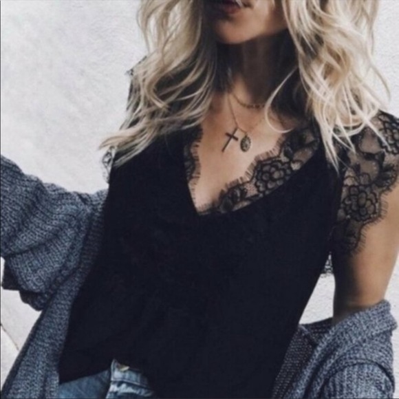 Haute Ellie Tops - Dream Lace Cami Inset Top